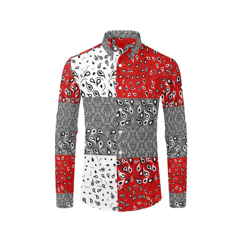 Vaquero Split (Red/Maroon) CUSTOM CASUAL DRESS SHIRT BY ART MANIFESTED 'CUT & SEW MADE TO ORDER' - ENE TRENDS