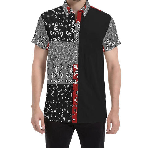 VAQUERO Black/MAROON SHORT SLEEVE SHIRT 'CUT & SEW MADE TO ORDER' - ENE TRENDS