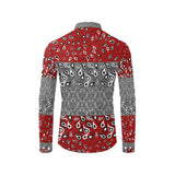 Vaquero Split (Red/Maroon) CUSTOM CASUAL DRESS SHIRT BY ART MANIFESTED 'CUT & SEW MADE TO ORDER' - ENE TRENDS