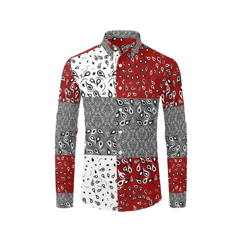 Vaquero Split (Red/Maroon) CUSTOM CASUAL DRESS SHIRT BY ART MANIFESTED 'CUT & SEW MADE TO ORDER' - ENE TRENDS