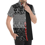 VAQUERO Black/MAROON SHORT SLEEVE SHIRT 'CUT & SEW MADE TO ORDER' - ENE TRENDS